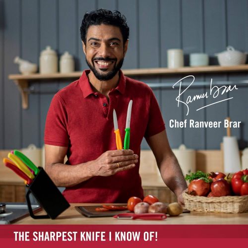  [아마존베스트]Victorinox kitchen knife for vegetables (8cm blade, non-slip handle, center point, stainless steel, dishwasher-safe), pink
