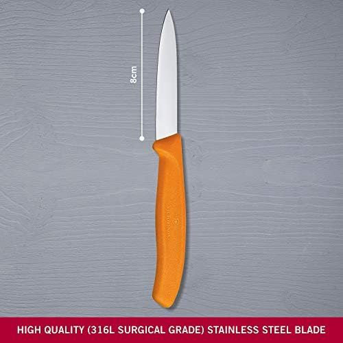  [아마존베스트]Victorinox kitchen knife for vegetables (8cm blade, non-slip handle, center point, stainless steel, dishwasher-safe) orange