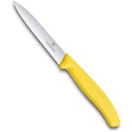 [아마존베스트]Victorinox Swiss Classic Vegetable Knife with Serrated Edge, 10 cm Blade, Middle Point, Dishwasher Safe, Stainless Steel, Yellow