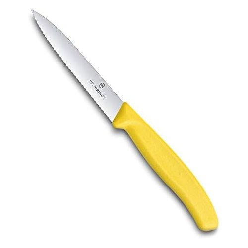  [아마존베스트]Victorinox Swiss Classic Vegetable Knife with Serrated Edge, 10 cm Blade, Middle Point, Dishwasher Safe, Stainless Steel, Yellow