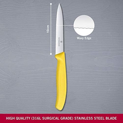 [아마존베스트]Victorinox Swiss Classic Vegetable Knife with Serrated Edge, 10 cm Blade, Middle Point, Dishwasher Safe, Stainless Steel, Yellow