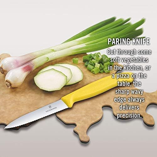  [아마존베스트]Victorinox Swiss Classic Vegetable Knife with Serrated Edge, 10 cm Blade, Middle Point, Dishwasher Safe, Stainless Steel, Yellow