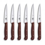 Victorinox Swiss Army Cutlery Rosewood Serrated Steak Knives, Pointed-tip, 4.75-Inch, 6-Piece