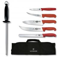 Victorinox Swiss Army Cutlery Fibrox Pro Master Competition BBQ Set, Knife Roll, 7-Piece