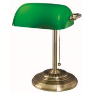 Victory Light V-LIGHT Classic Style CFL Bankers Desk Lamp with Green Glass Shade, Antique Bronze Finish