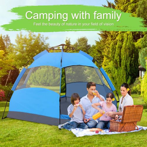  Victostar Instant Pop Up Family Camping Tent,Double Layer Waterproof 3 Season for Picnic Fishing Hiking Traveling