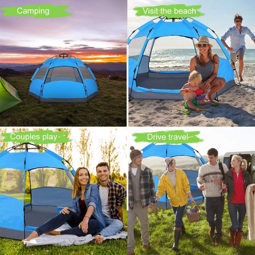  Victostar Instant Pop Up Family Camping Tent,Double Layer Waterproof 3 Season for Picnic Fishing Hiking Traveling