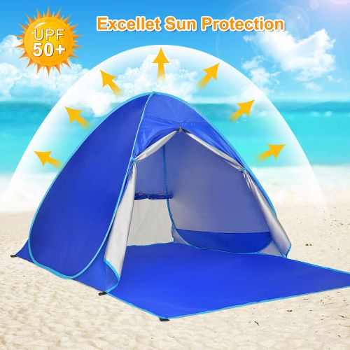  Victostar Pop up Beach Tent, Outdoor Automatic Portable Cabana 2-3 Person Fishing UV Protection Beach Umbrella Beach Shelter,Sets up in Seconds