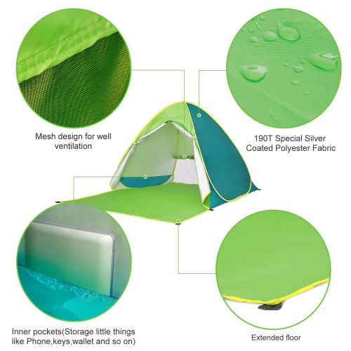  Victostar Pop up Beach Tent, Outdoor Automatic Portable Cabana 2-3 Person Fishing UV Protection Beach Umbrella Beach Shelter,Sets up in Seconds