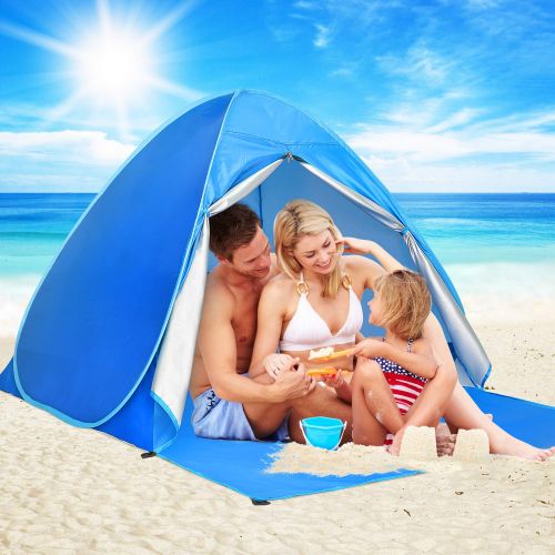  Victostar Pop up Beach Tent, Outdoor Automatic Portable Cabana 2-3 Person Fishing UV Protection Beach Umbrella Beach Shelter,Sets up in Seconds