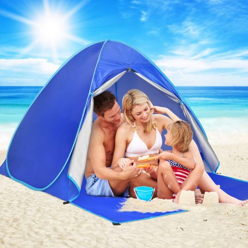  Victostar Pop up Beach Tent, Outdoor Automatic Portable Cabana 2-3 Person Fishing UV Protection Beach Umbrella Beach Shelter,Sets up in Seconds