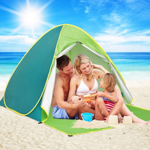  Victostar Pop up Beach Tent, Outdoor Automatic Portable Cabana 2-3 Person Fishing UV Protection Beach Umbrella Beach Shelter,Sets up in Seconds