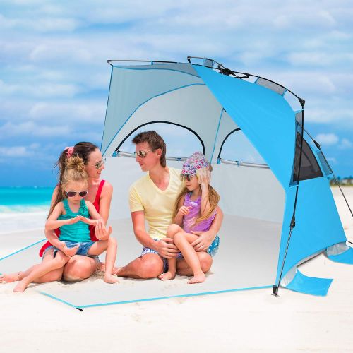  Victostar Easy Setup Beach Tent, Automatic Pop up Instant Sun Shelter with UPF 50+ UV Protection for Family Outdoor Beach Camping