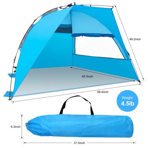  Victostar Easy Setup Beach Tent, Automatic Pop up Instant Sun Shelter with UPF 50+ UV Protection for Family Outdoor Beach Camping (X-Large)