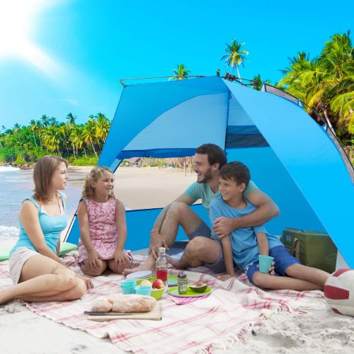  Victostar Easy Setup Beach Tent, Automatic Pop up Instant Sun Shelter with UPF 50+ UV Protection for Family Outdoor Beach Camping (X-Large)