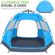 Victostar Instant Pop Up Family Camping Tent,Double Layer Waterproof 4 Season for Picnic Fishing Hiking Traveling