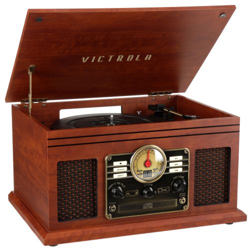  Victrola Nostalgic Classic Wood Record Player 6-IN-1 with Bluetooth and CD Player (VTA200B)