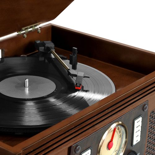  Innovative Technology Victrola Wooden 8-in-1 Nostalgic Record Player with Bluetooth and USB Encoding