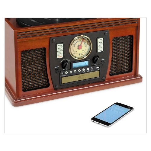  Victrola Wood 8-in-1 Nostalgic Bluetooth Record Player with USB Encoding and 3-speed Turntable - Mahogany