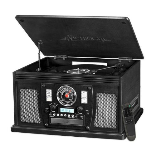  Victrola Wood 8-in-1 Nostalgic Bluetooth Record Player with USB Encoding and 3-speed Turntable - Mahogany