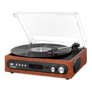 [아마존베스트]Victrola All-in-1 Bluetooth Record Player with Built in Speakers and 3-Speed Turntable, Mahogany