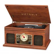 [아마존베스트]Victrola 4-in-1 Cambridge Farmhouse Modern Bluetooth Turntable with FM Radio
