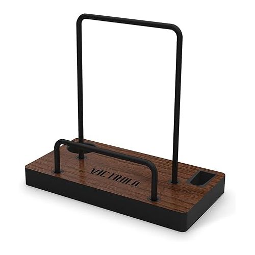  Victrola 'The Kit' - A Vinyl Record Cleaning Kit, Doubles as a Record Stand, Includes Anti-Static Brush, Cleaning Solution, Cloth, Espresso Wood Finish Stand with Smart Black Metal Accents