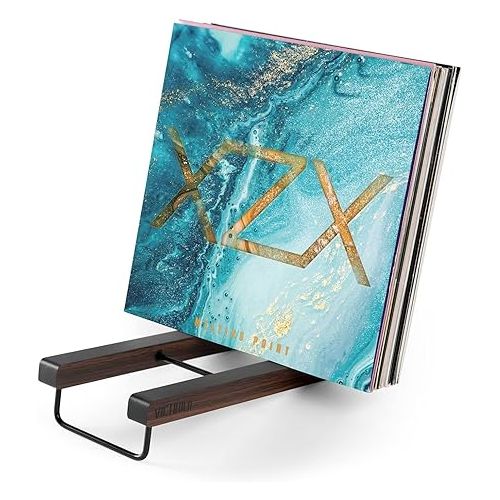  Victrola 'The Stand' - Table Top Vinyl Records and Album Holder & Organizer, Espresso Wood Finish with Smart Black Metal Accents, Elegant and Stylist Looks, Holds Over 25 Albums