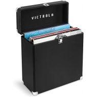 Victrola Vintage Vinyl Record Storage and Carrying Case, Fits all Standard Records - 33 1/3, 45 and 78 RPM, Holds 30 Albums, Perfect for your Treasured Record Collection, Black