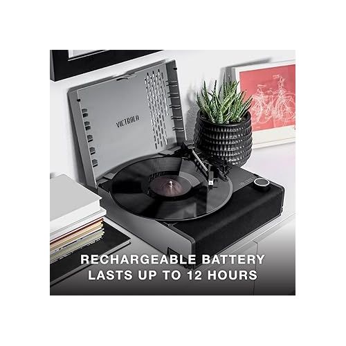  Victrola Revolution GO 3-Speed Bluetooth Portable Rechargeable Record Player with Built-in Speakers | Blue VSC-750SB-BLU