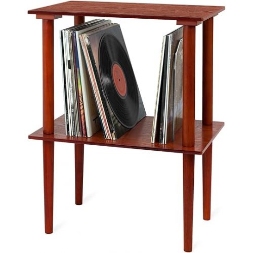  Victrola Wooden Stand for Wooden Music Centers with Record Holder Shelf, Mahogany