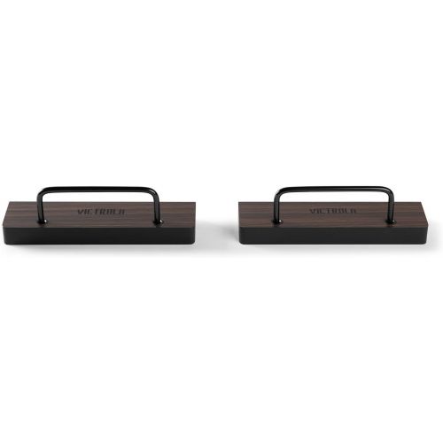  Victrola 'The Shelves' - Vinyl Records and Album Art Holder (Set of 2), Espresso Wood Finish with Smart Black Metal Accents, Elegant and Stylist Looks, Wall Mountable, Single Shelf Holds 1 Record Art