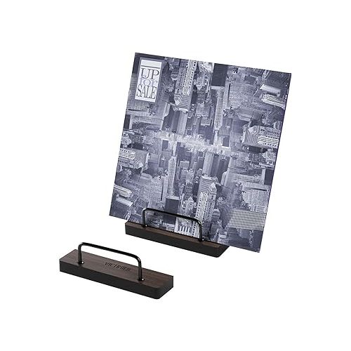  Victrola 'The Shelves' - Vinyl Records and Album Art Holder (Set of 2), Espresso Wood Finish with Smart Black Metal Accents, Elegant and Stylist Looks, Wall Mountable, Single Shelf Holds 1 Record Art