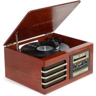 Victrola Ellington Bluetooth Record Player with 3-Speed Turntable, FM Radio, CD Player, Cassette Player, Aux/Headphone Jack, Solid Wood Construction, Built-in Speaker