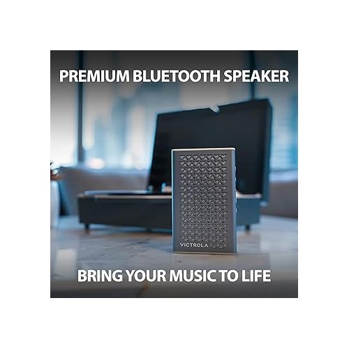  Victrola Music Edition 1 Portable Bluetooth Speaker, IP67 Water and Dust Resistant, 12 Hour Battery Life, Multi-Speaker Pairing, Premium Sound and Passive Bass Radiator, Silver