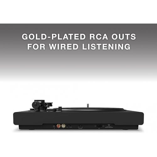  Victrola Hi-Res Black Vinyl Record Player, Audio Technica AT-VM95E Cartridge, aptX Adaptive Bluetooth Connectivity, Gold Plated RCA & Preamp Output, Stylish Sleek Bluetooth Turntable