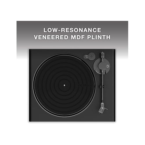  Victrola Hi-Res Black Vinyl Record Player, Audio Technica AT-VM95E Cartridge, aptX Adaptive Bluetooth Connectivity, Gold Plated RCA & Preamp Output, Stylish Sleek Bluetooth Turntable