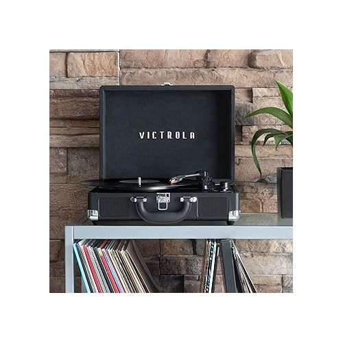  Victrola Journey+ Bluetooth Suitcase Record Player, Black (VSC-400SB-BLK-SDF) (Renewed)