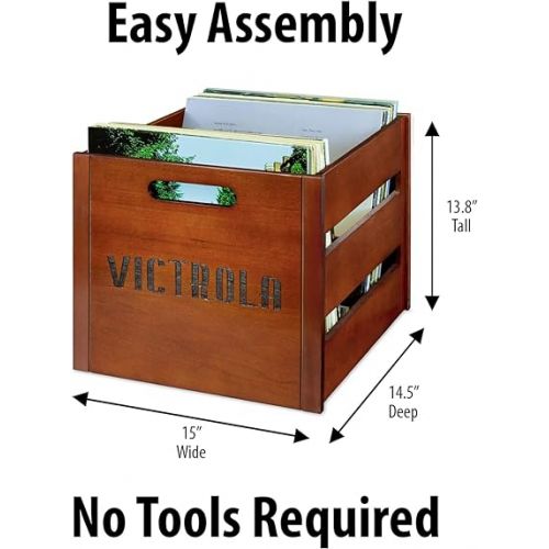  Victrola Wooden Record Crate, Mahogany, Model: VA-20-MAH