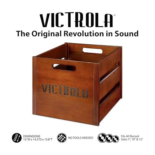  Victrola Wooden Record Crate, Mahogany, Model: VA-20-MAH