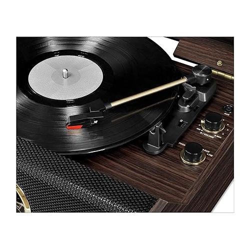  Victrola's 4-in-1 Highland Bluetooth Record Player with 3-Speed Turntable with FM Radio, Espresso (VTA-330B-ESP)