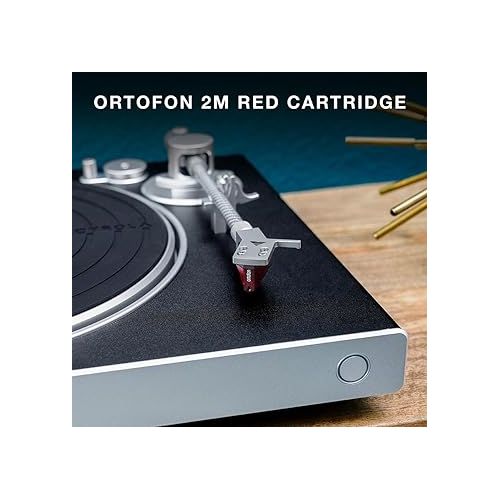  Victrola Hi-Res Silver Vinyl Record Player, Ortofon 2M Red Cartridge, aptX Adaptive Bluetooth Connectivity, Gold Plated RCA & Preamp Output, Stylish & Sleek Bluetooth Record Player Turntable