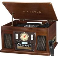 Victrola 8-in-1 Bluetooth Record Player & Multimedia Center, Built-in Stereo Speakers - Turntable, Wireless Music Streaming, Real Wood | Espresso