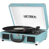 [아마존베스트]Victrola Vintage 3-Speed Bluetooth Suitcase Turntable with Speakers, Aqua Turquoise