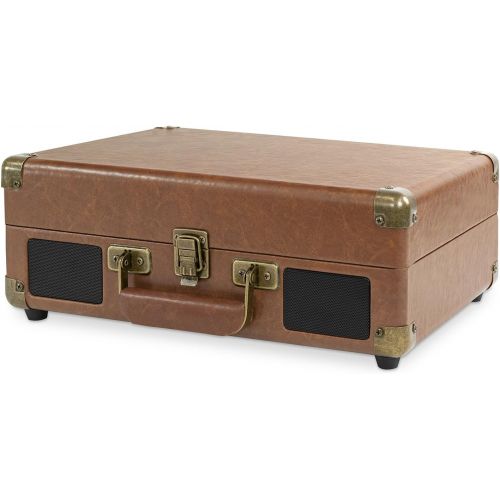  [아마존베스트]Victrola Vintage 3-Speed Bluetooth Suitcase Turntable with Speakers, Brown