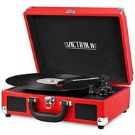 [아마존베스트]Victrola Vintage 3-Speed Bluetooth Suitcase Turntable with Speakers, Red