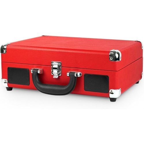  [아마존베스트]Victrola Vintage 3-Speed Bluetooth Suitcase Turntable with Speakers, Red