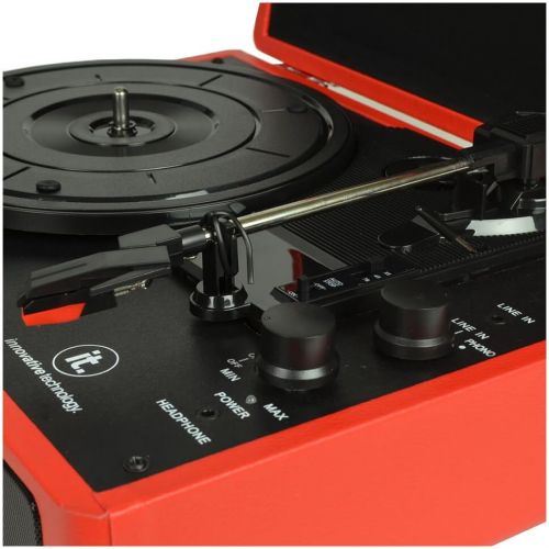  [아마존베스트]Victrola Vintage 3-Speed Bluetooth Suitcase Turntable with Speakers, Red