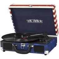 [아마존베스트]Victrola Vintage 3-Speed Bluetooth Suitcase Turntable with Speakers, American Flag