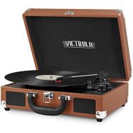 [아마존베스트]Victrola Vintage 3-Speed Bluetooth Suitcase Turntable with Speakers, Cognac